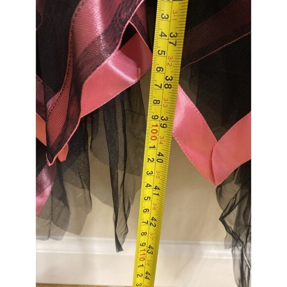 Vintage Cache Y2K 90s Black Mesh Pink Whimsigoth Fairy Asymmetrical Dress Sz 12 - Picture 7 of 10